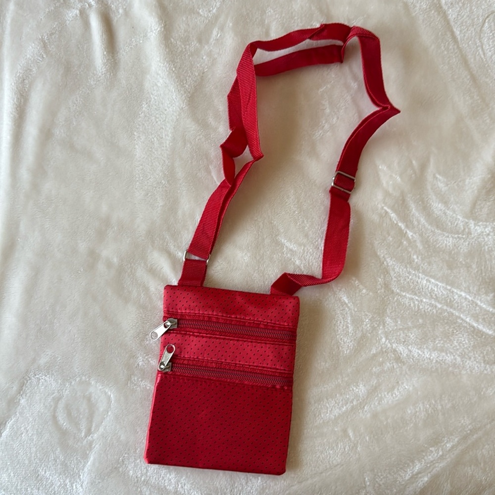 Red black polka dot color Crossbody bag